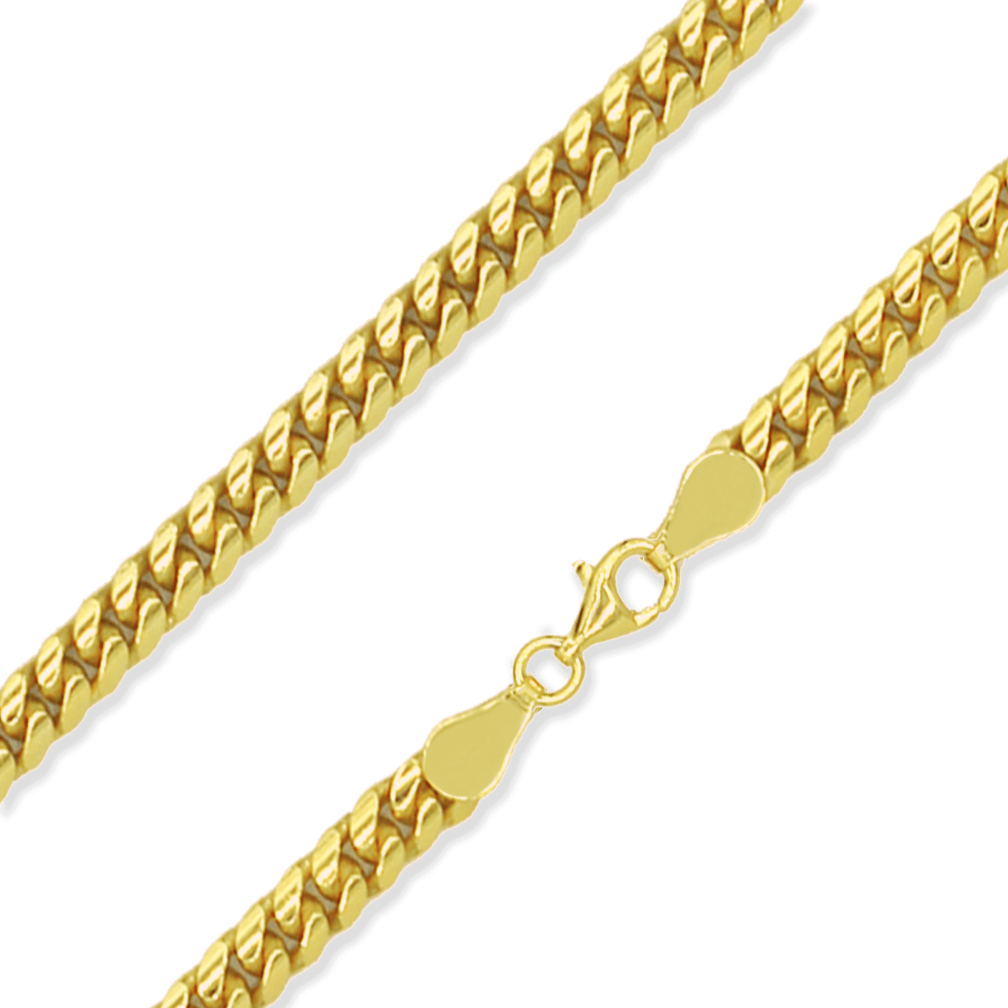Franco Stellari Italian Sterling Silver Yellow Gold 5mm Cuban Link Chain
