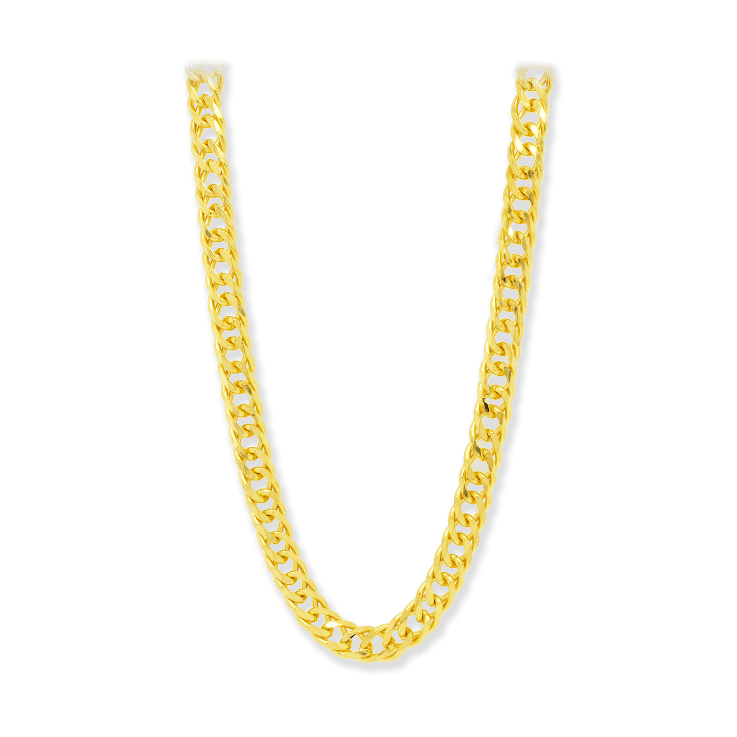 Italian Sterling Silver Yellow Gold 7mm Double Link Necklace