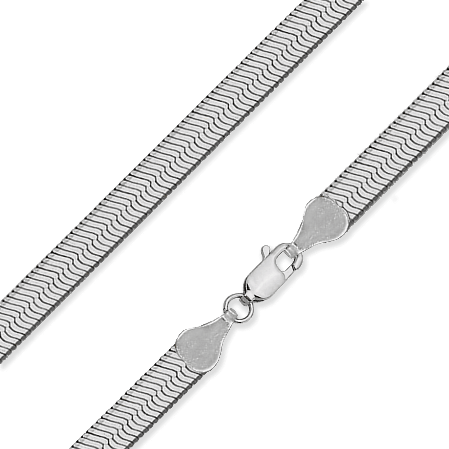 Made in Italy, Sterling Silver 6mm Herringbone Chain Necklace