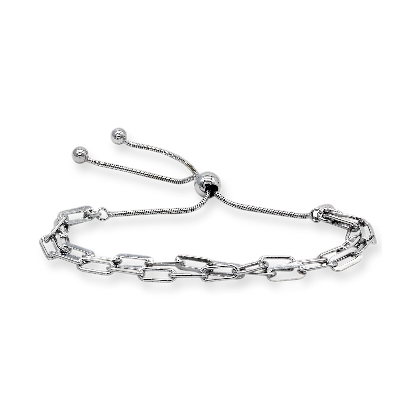 Double Strand Paperclip Bolo Bracelet, Sterling Silver