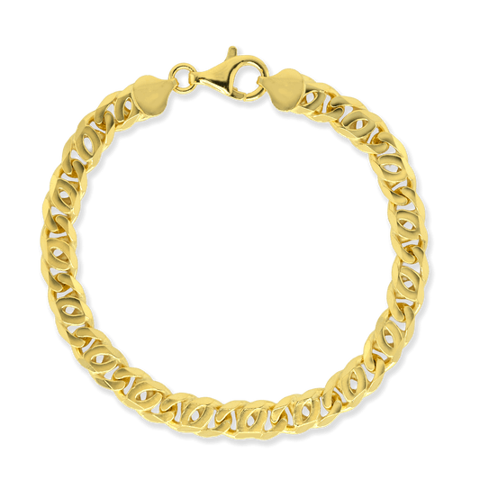 Stellari Gold 7.5mm Tiger Eye Link Bracelet