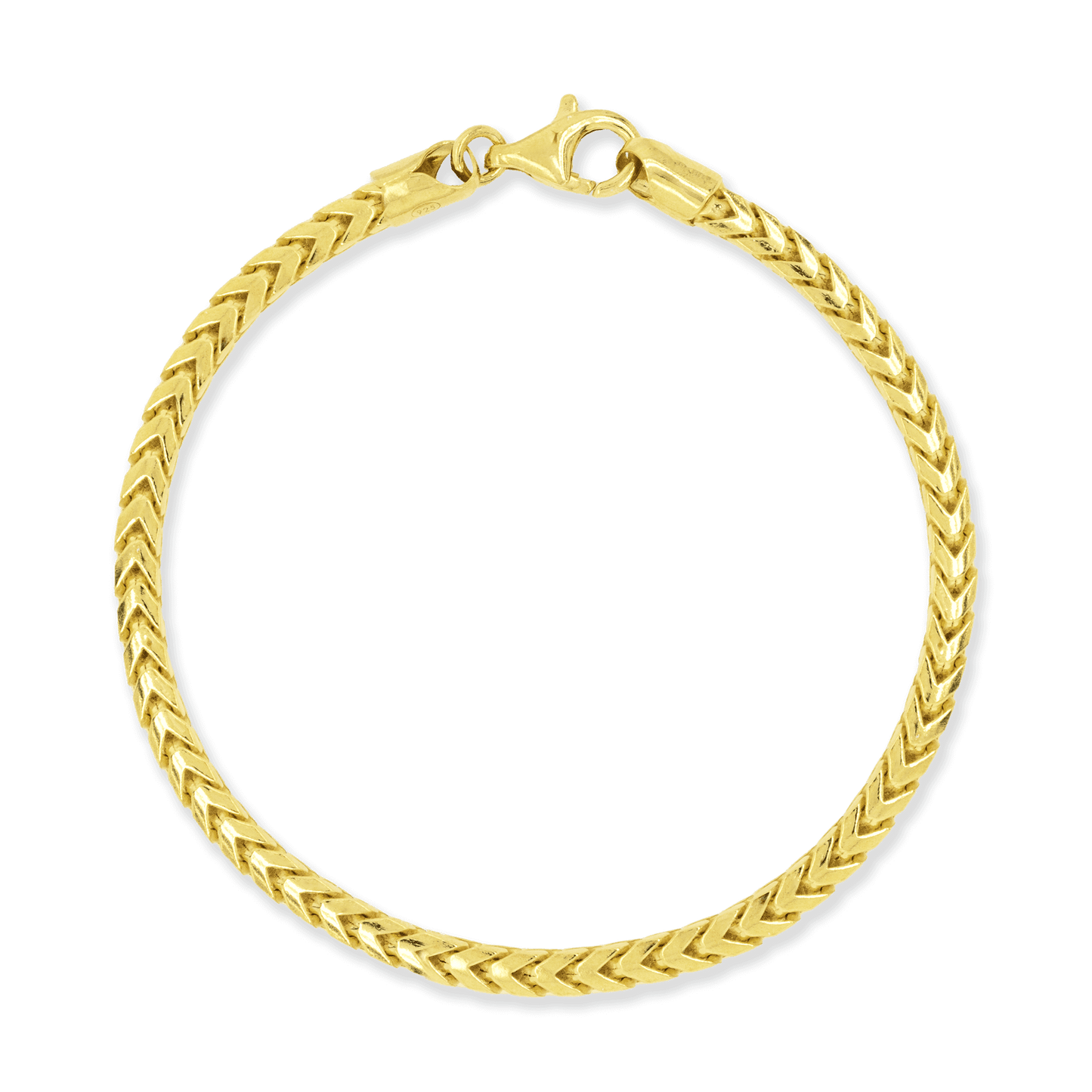 Franco Stellari Italian Sterling Silver Yellow Gold 4mm Franco Bracelet