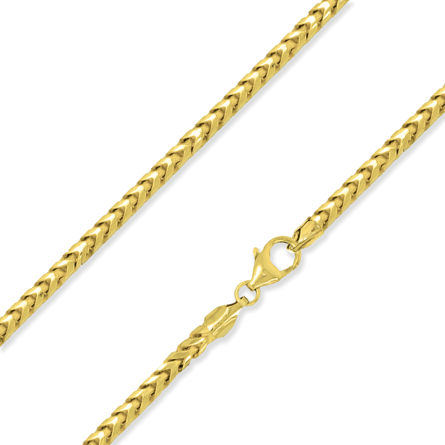 Franco Stellari Italian Sterling Silver Yellow Gold 4mm Franco Chain