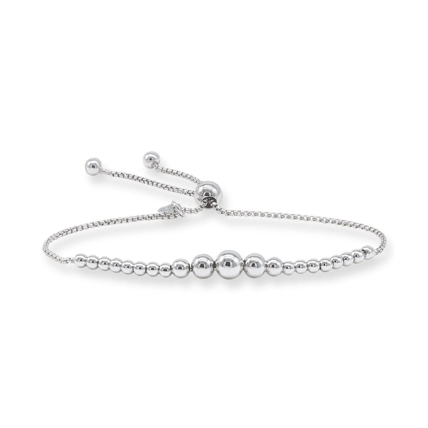 Franco Stellari Italian Sterling Silver Graduated Beads Bolo Bracelet
