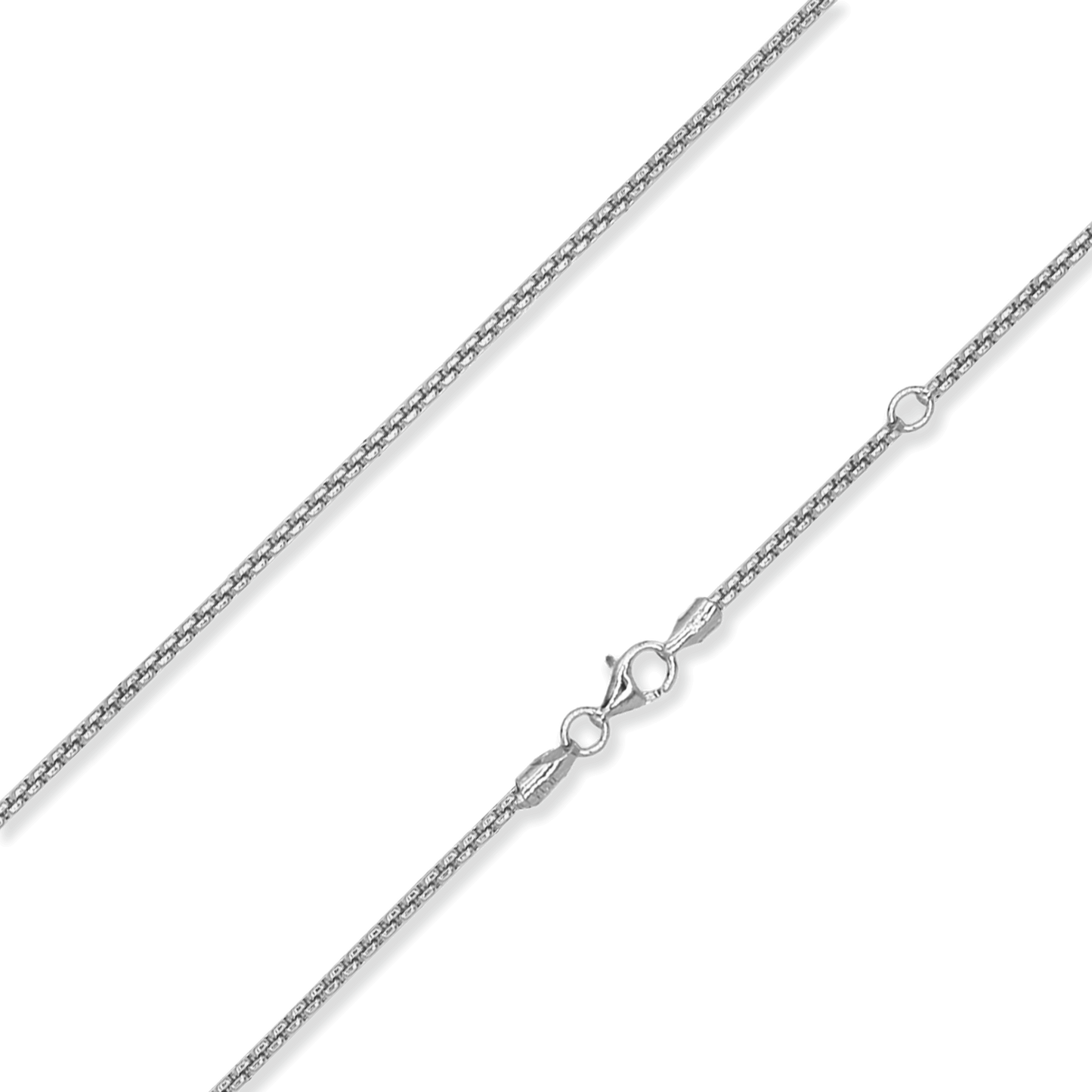 Sterling Silver Round Box Chain, 1.5mm, Adjustable Length