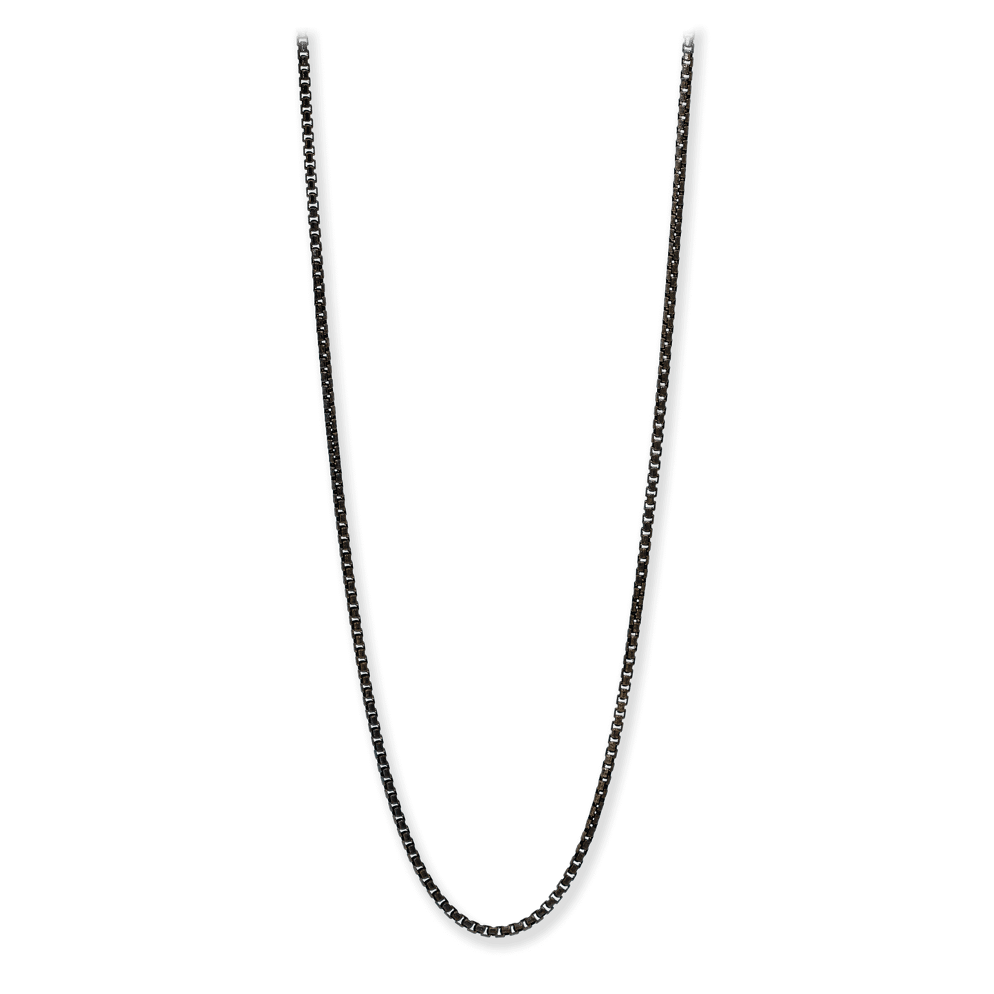 Made in Italy Round Box Chain Necklace, 2mm Oxidized Finish
