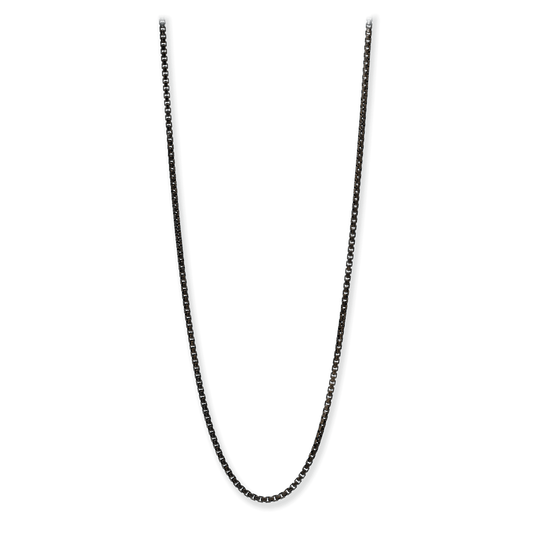 Made in Italy Round Box Chain Necklace, 2mm Oxidized Finish