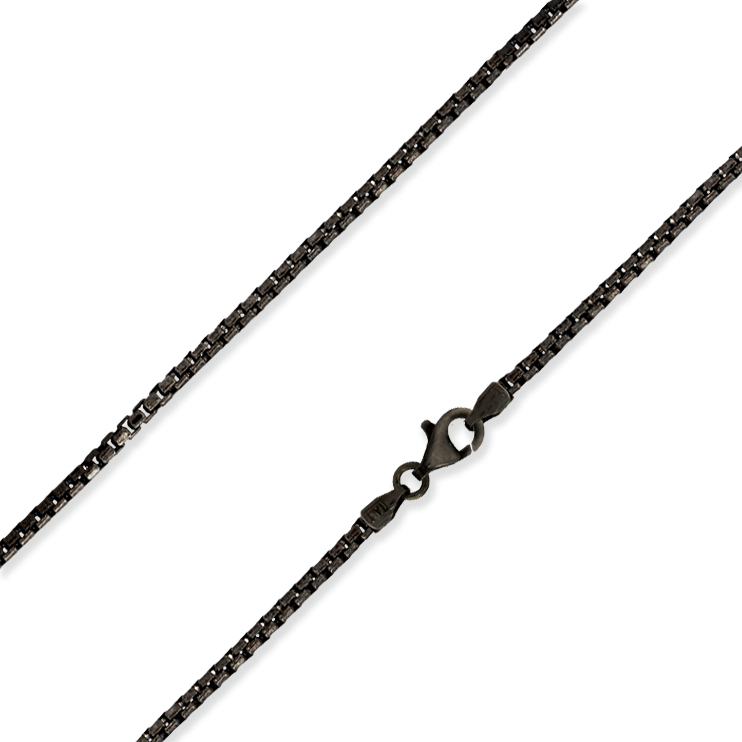 Franco Stellari Round Box Chain Necklace, 2mm Oxidized Finish