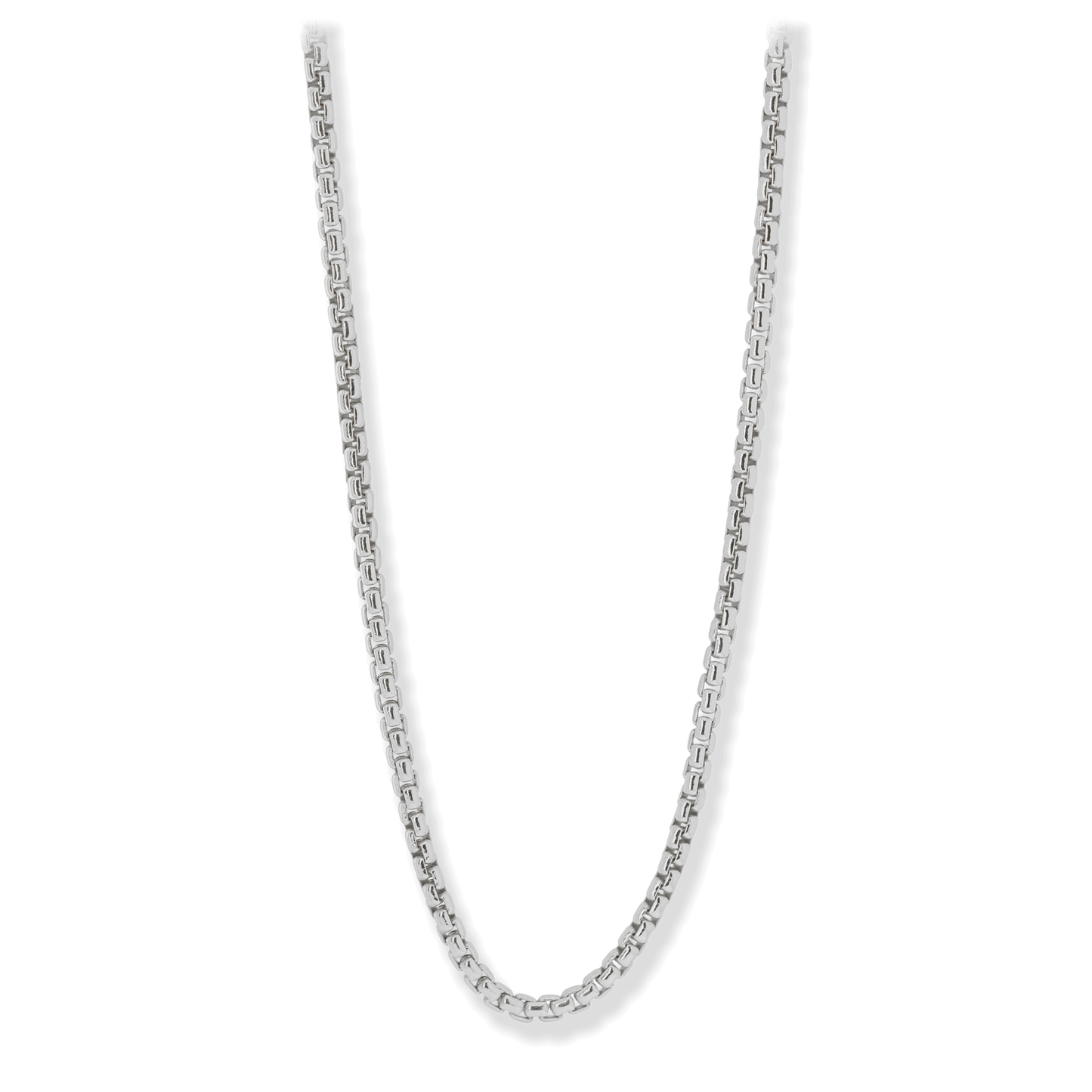 Round Box Neck Chain, 4mm in Sterling Silver