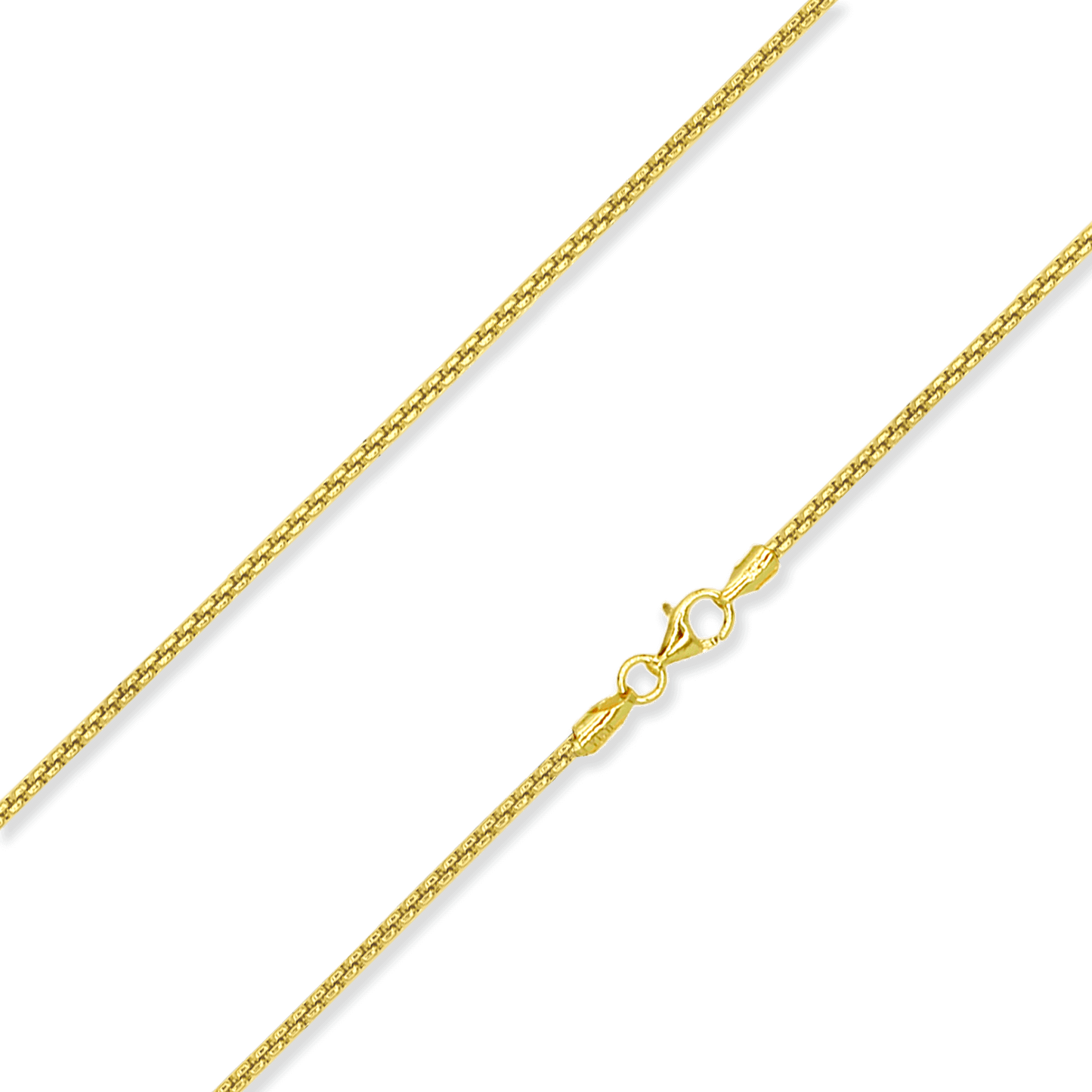 Italian Sterling Silver Yellow Gold 2mm Round Box Chain