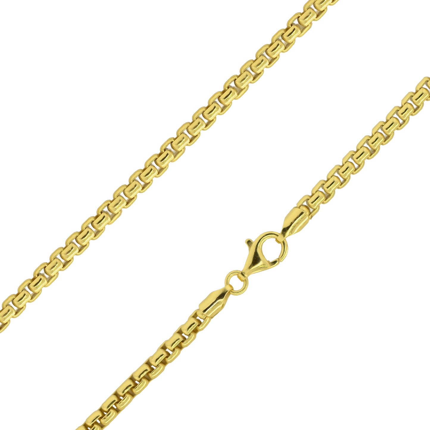18K Gold over Sterling Silver 4mm Round Box Chain