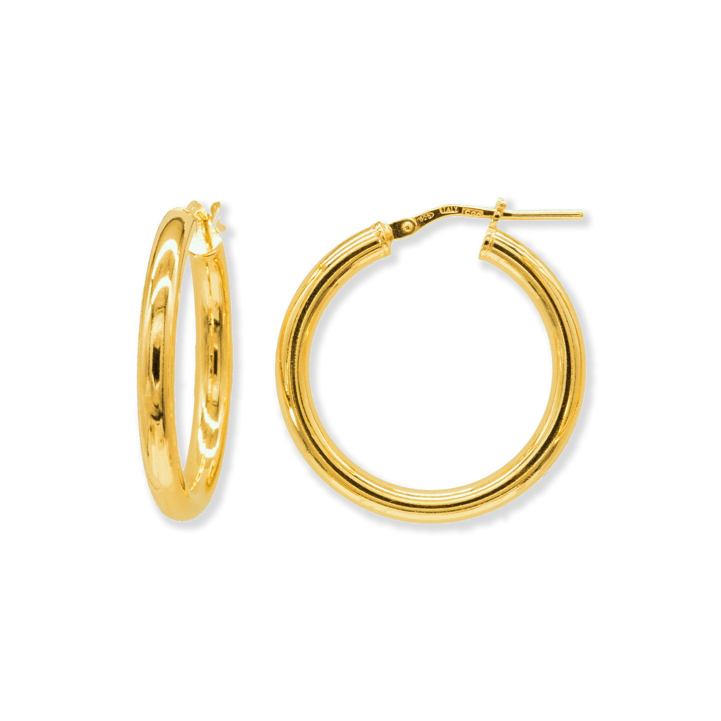 Stellari Gold Polished 3x25mm Hoop Earrings