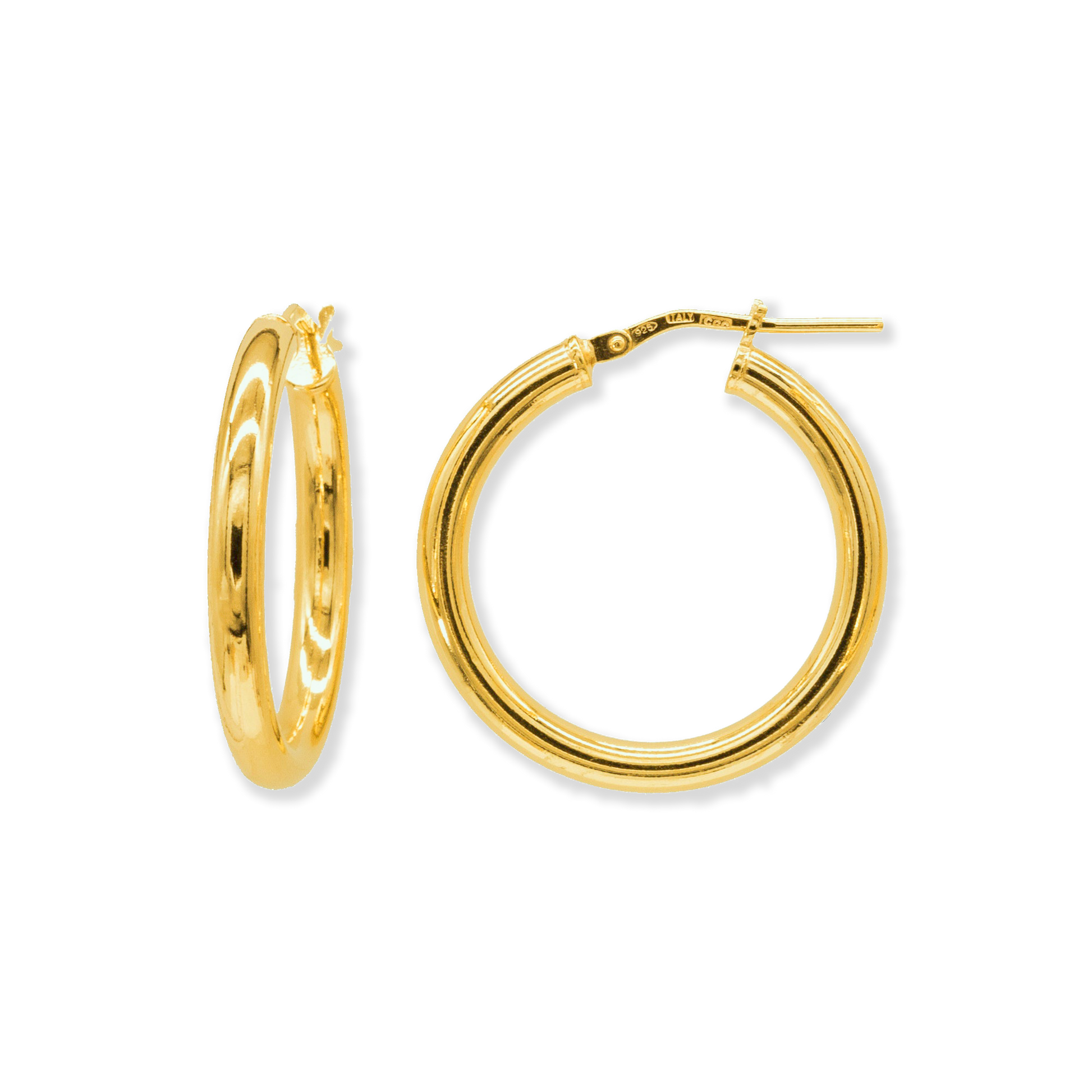 Stellari Gold Polished 3x25mm Hoop Earrings