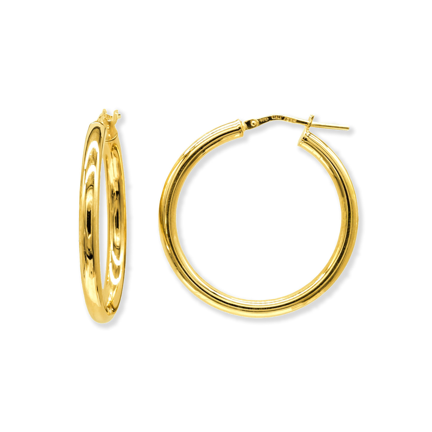 Stellari Gold Polished 3x25mm Hoop Earrings