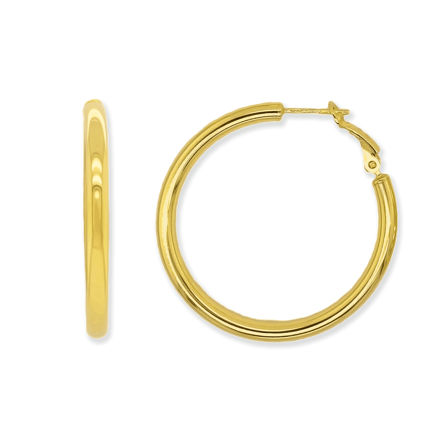 Stellari Gold 3x35mm Hoops with Omega Clips in Gold-Bonded Sterling Silver