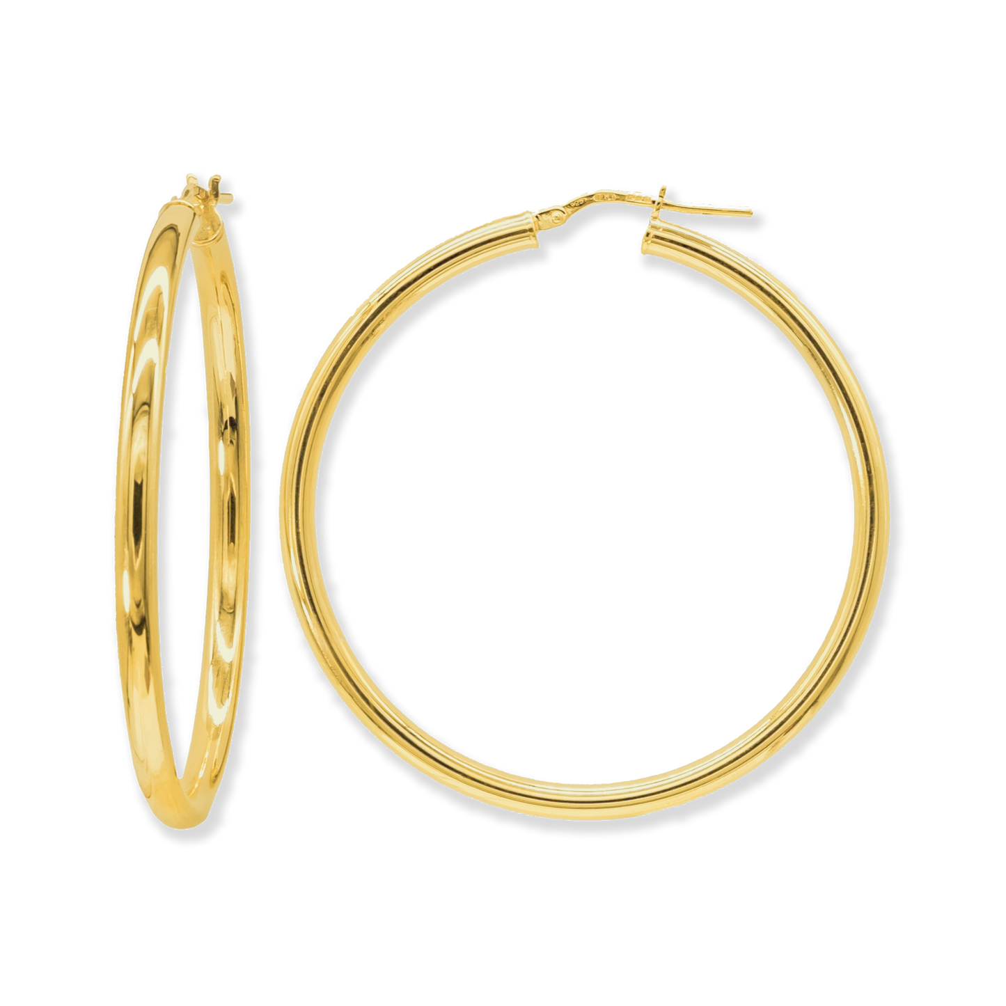 Stellari Gold Polished 3x40mm Hoop Earrings