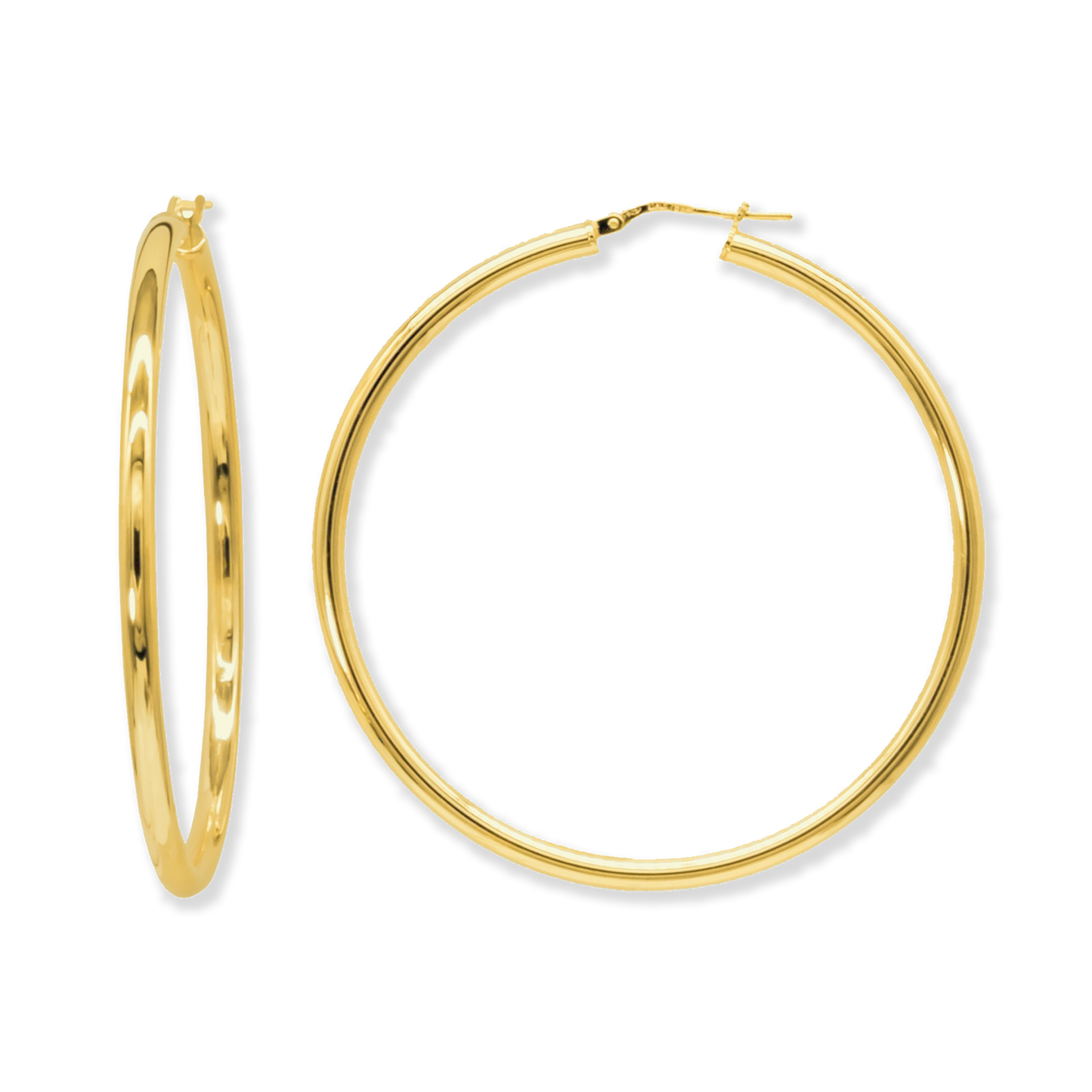 Stellari Gold Polished 3x50mm Hoop Earrings