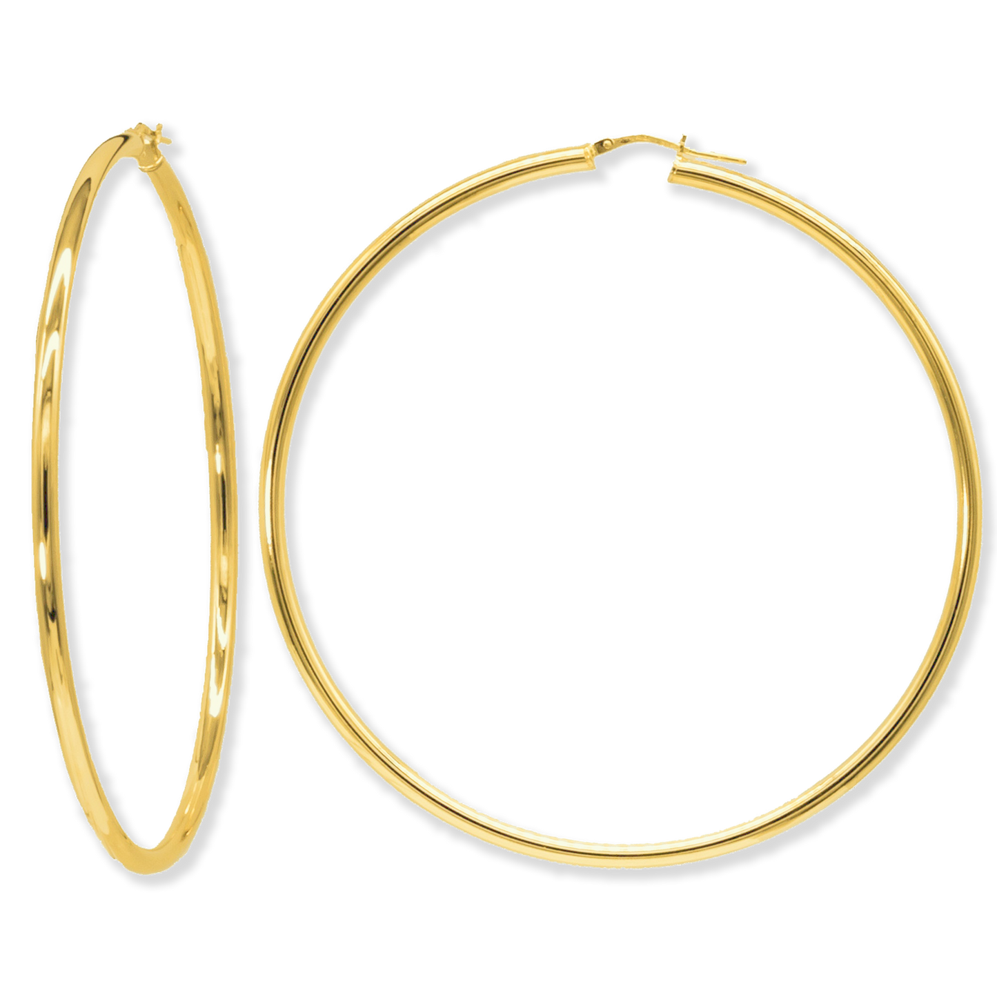 Stellari Gold Polished 3x70mm Hoop Earrings