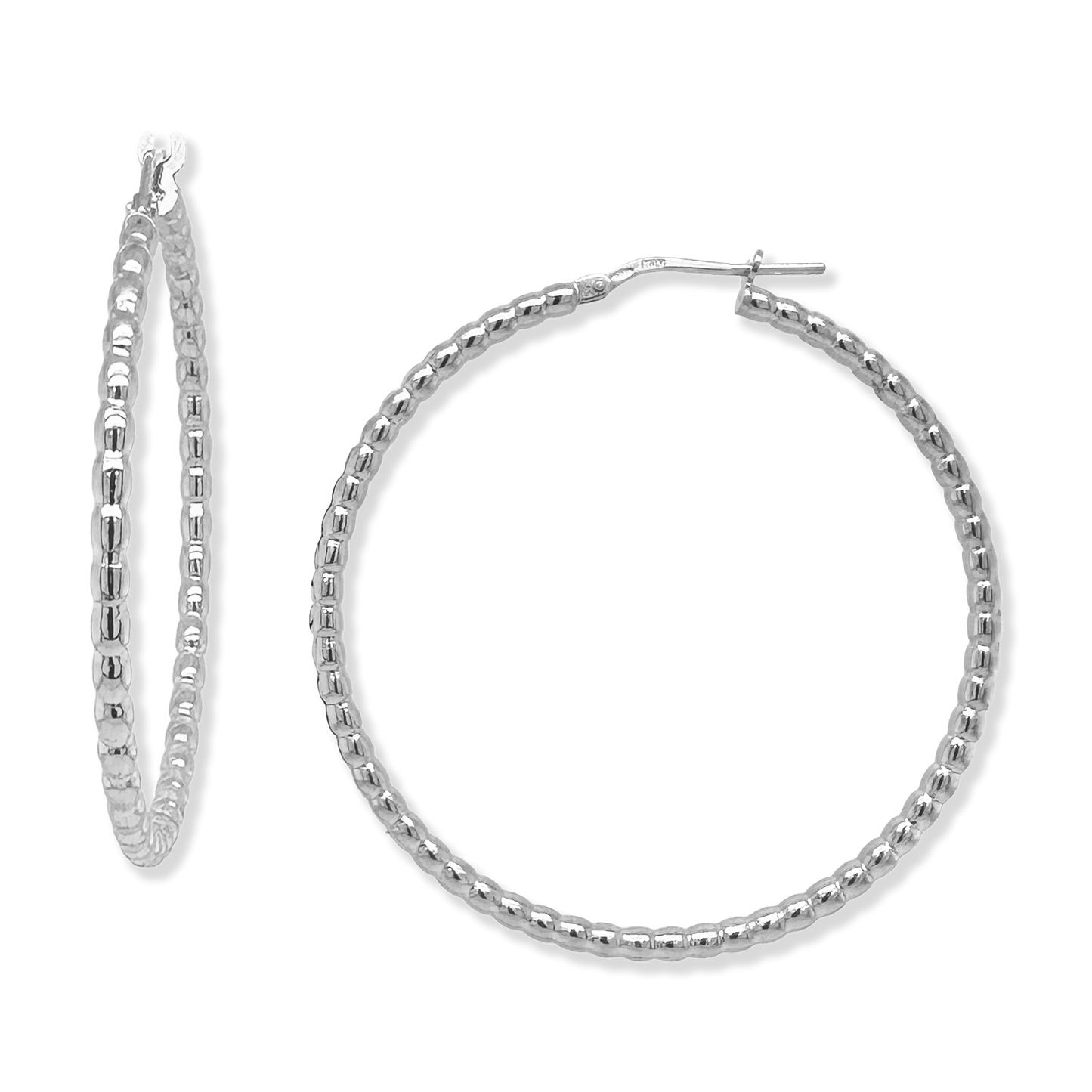 Beaded Tube Hoop Earrings, 45mm