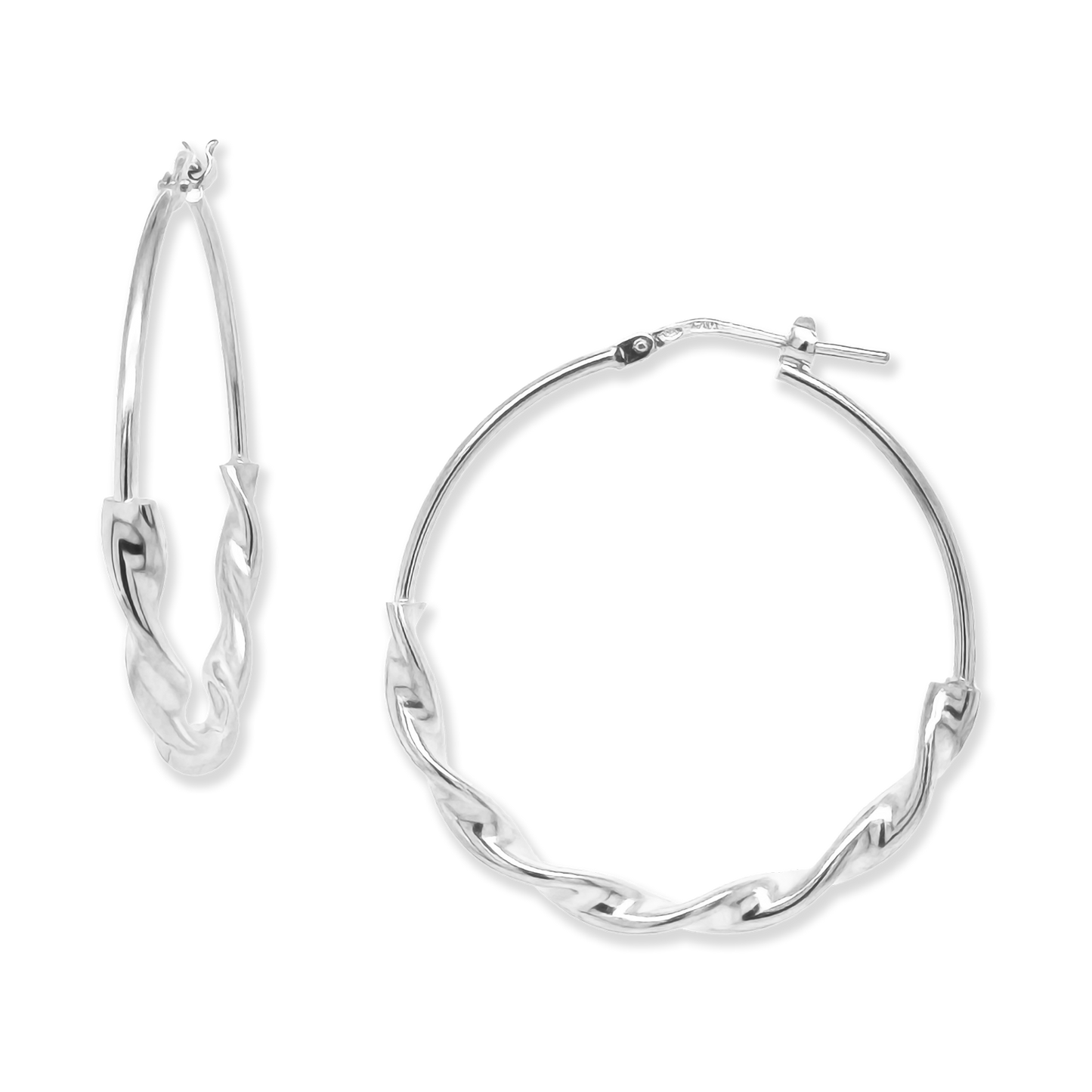 Made in Italy Sterling Silver Ribbon Twist Hoop Earrings