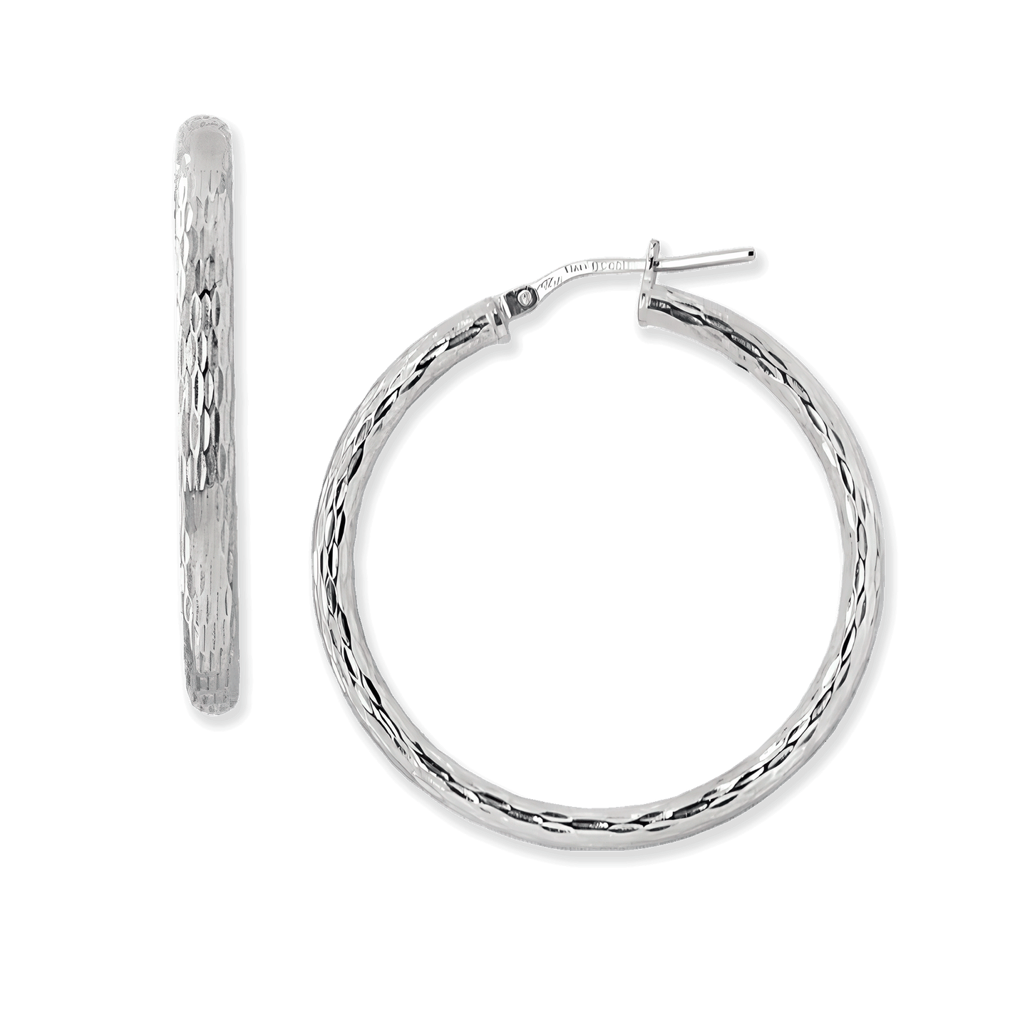 Franco Stellari Full Diamond Cut Hoops 3x35mm