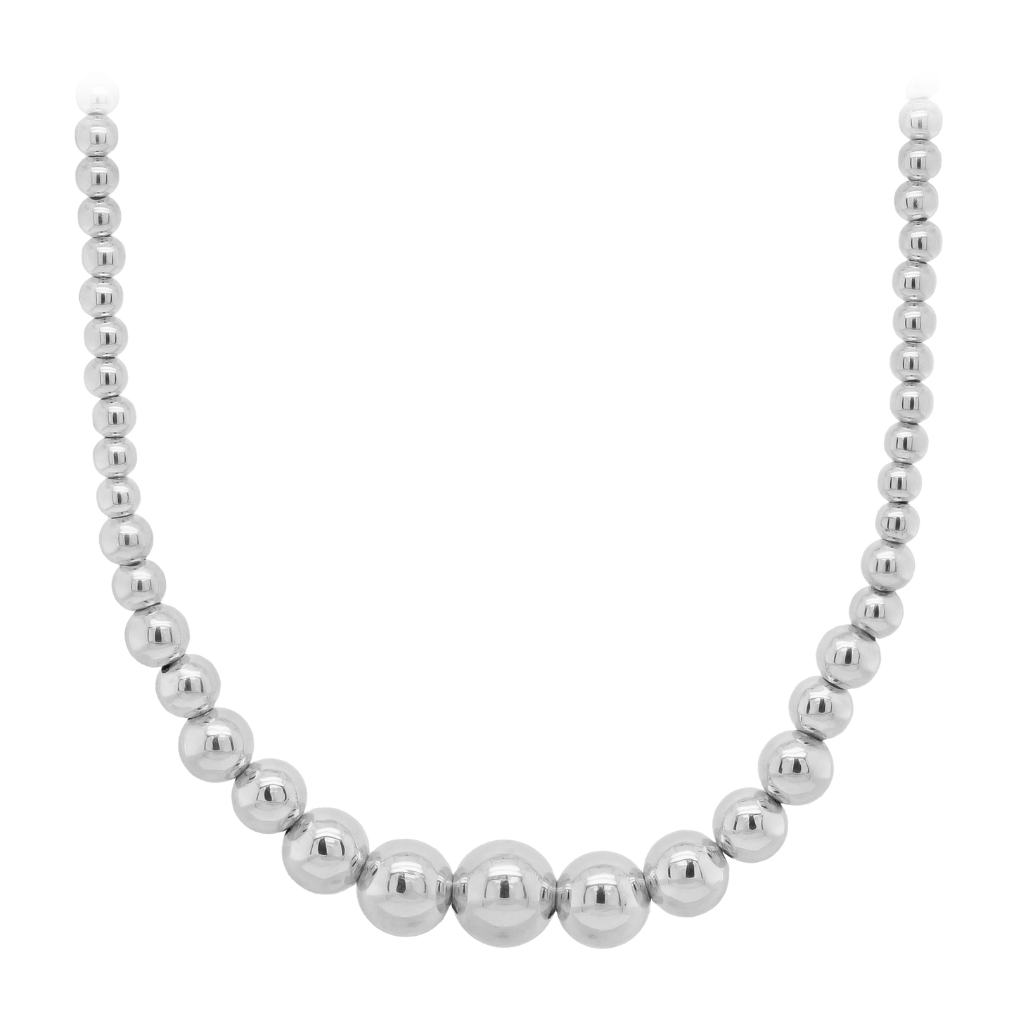 Sterling Silver Polished Graduated Bead Necklace 18"