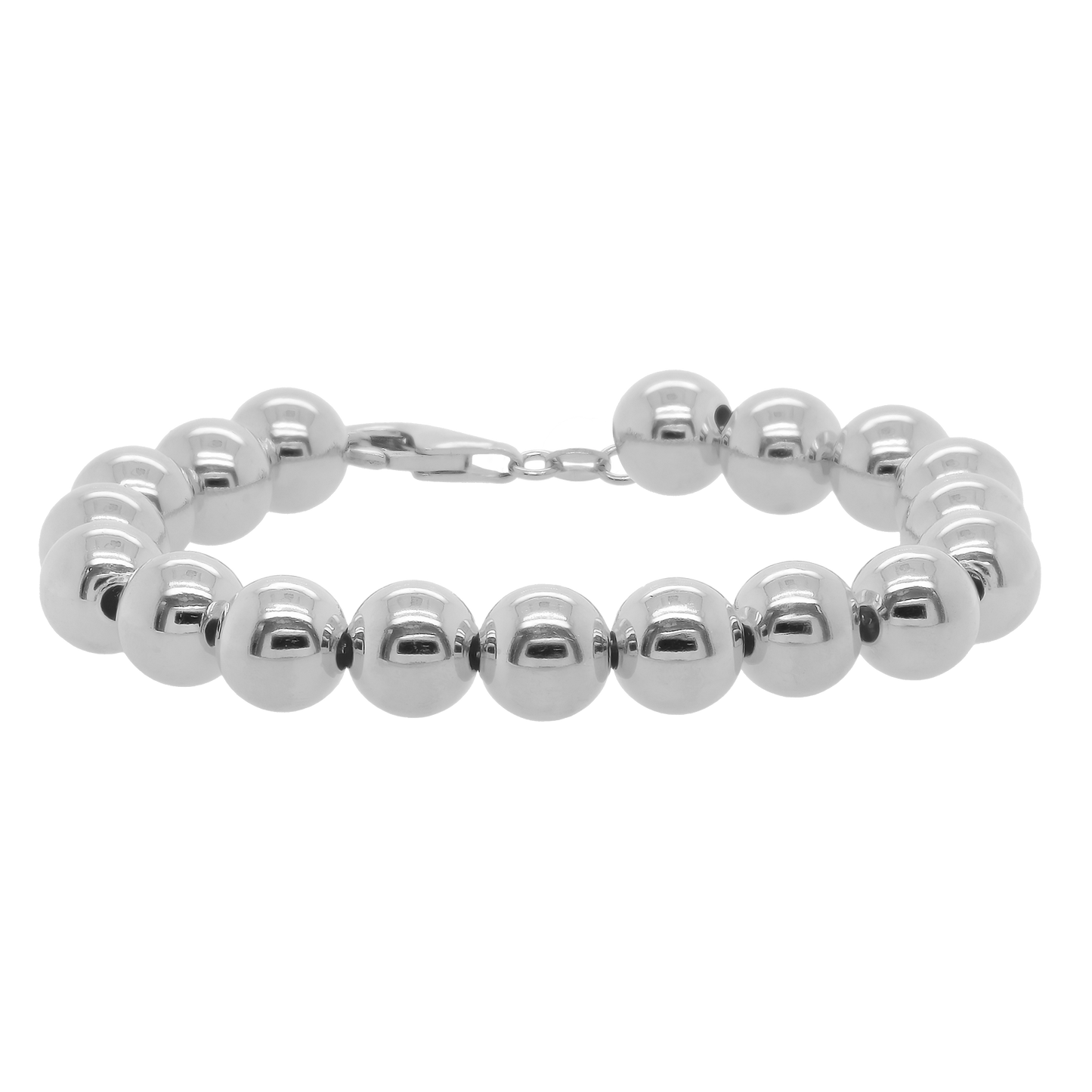Sterling Silver Polished 10mm Bead Bracelet 8"