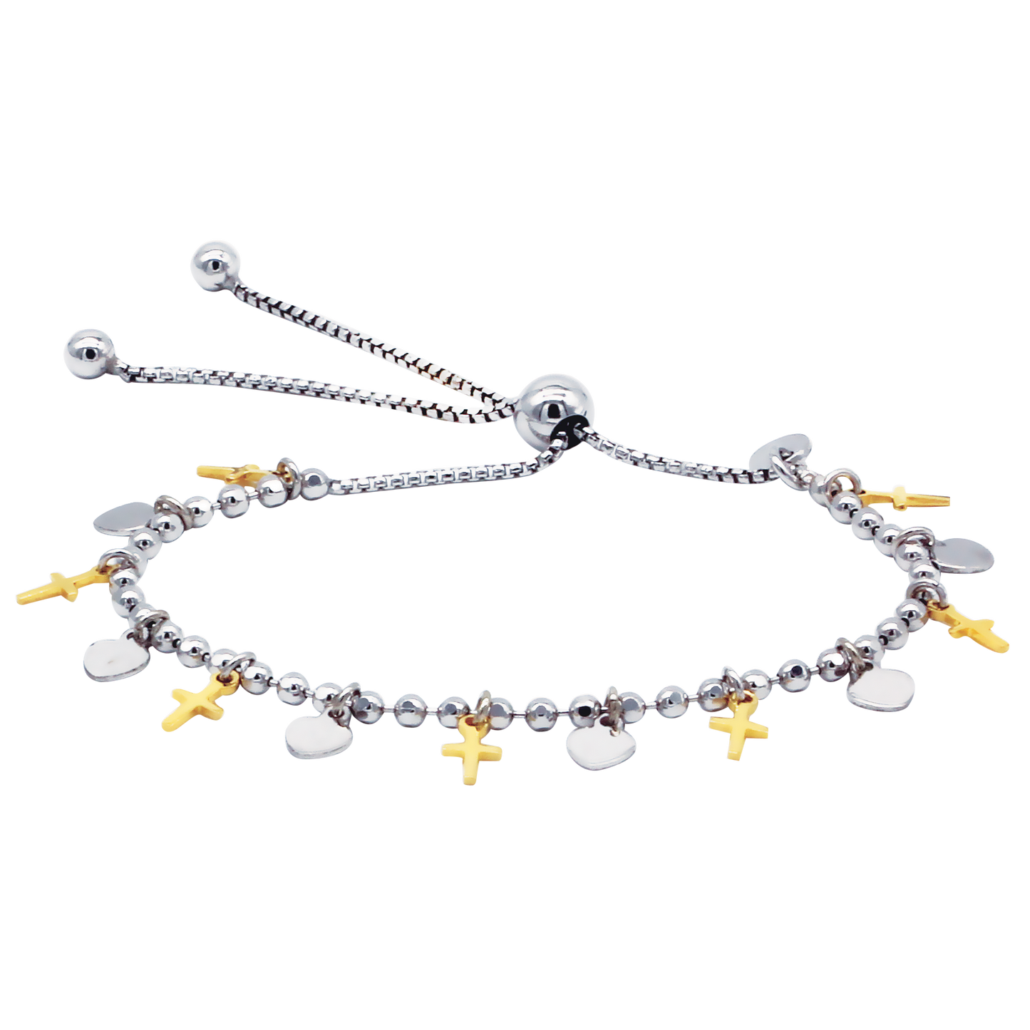 Stellari Gold Two-Tone Cross Bolo Bracelet
