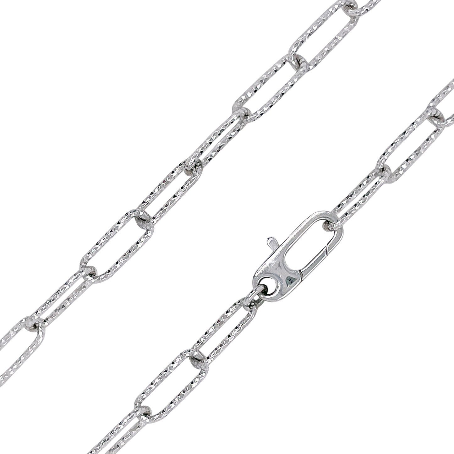 Franco Stellari Italian Sterling Silver Paperclip Open Link 36" Long Necklace