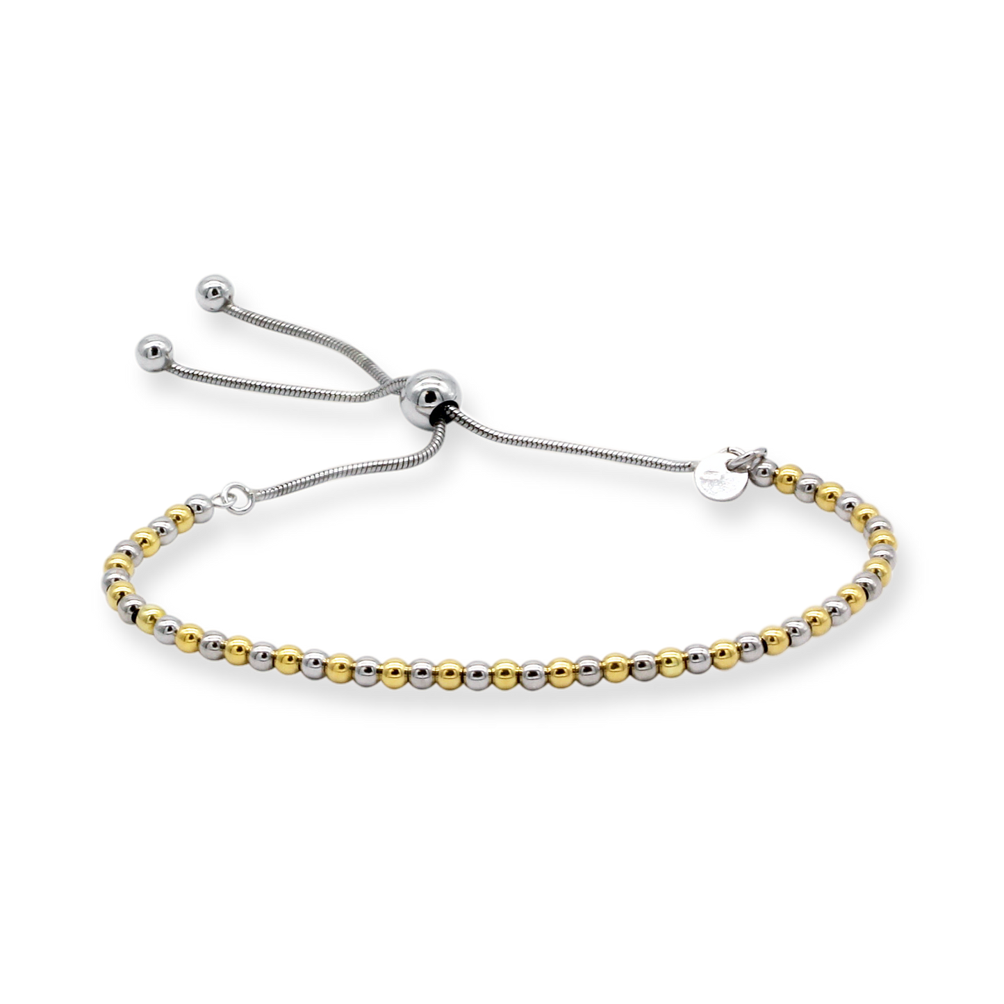Stellari Gold Italian Two-Tone Beaded Bolo Bracelet
