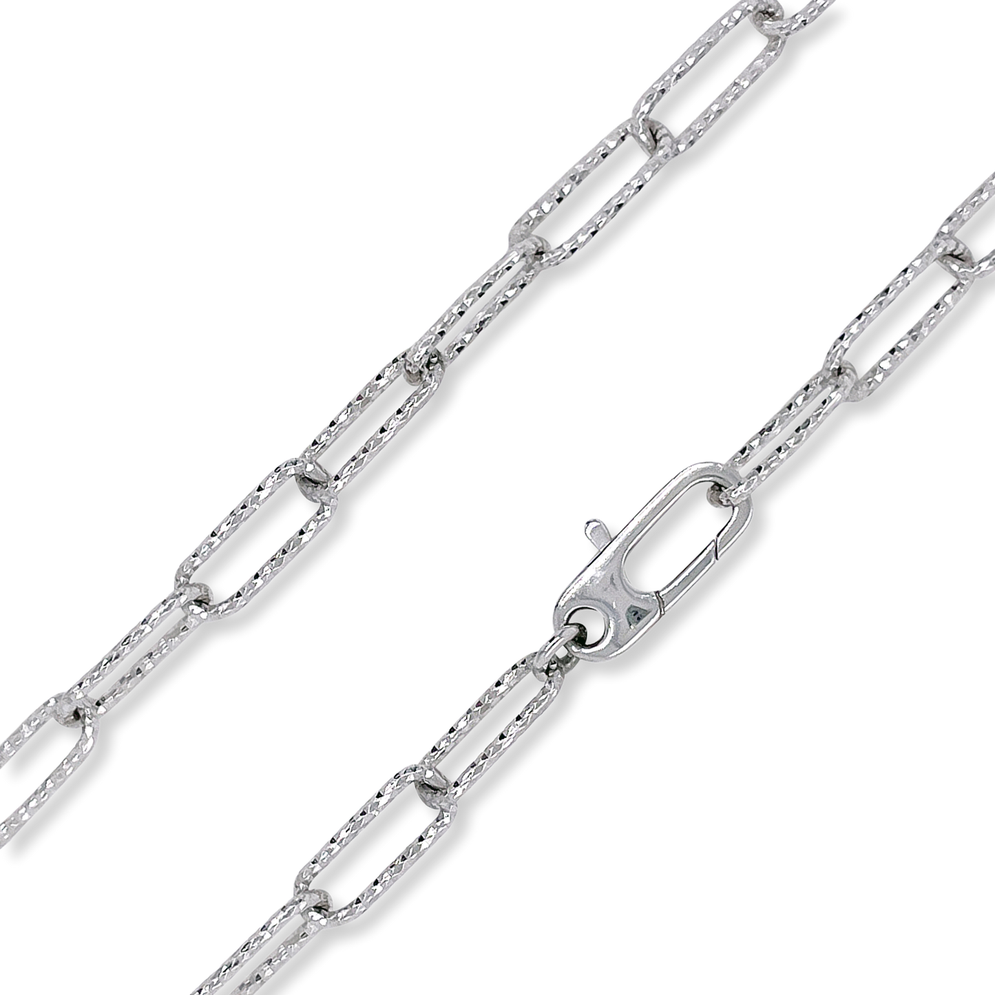 Franco Stellari Italian Sterling Silver Diamond-Cut Paperclip Necklace
