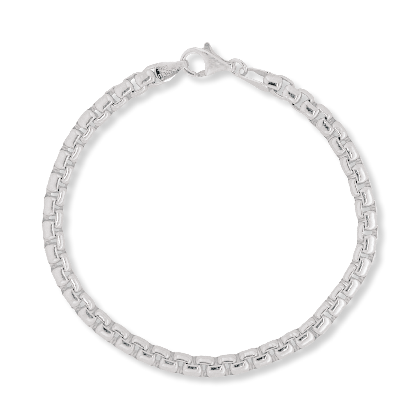Sterling Silver Round Box Chain Bracelet, 5.4mm