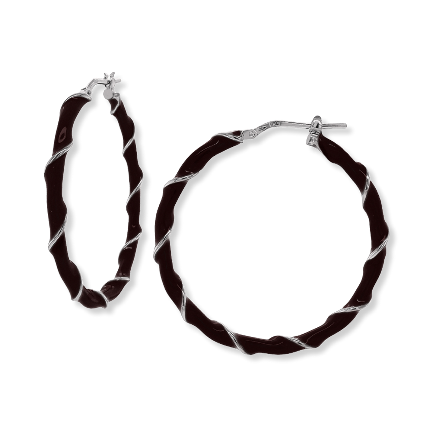 Franco Stellari Enamel Twist Hoops, Black