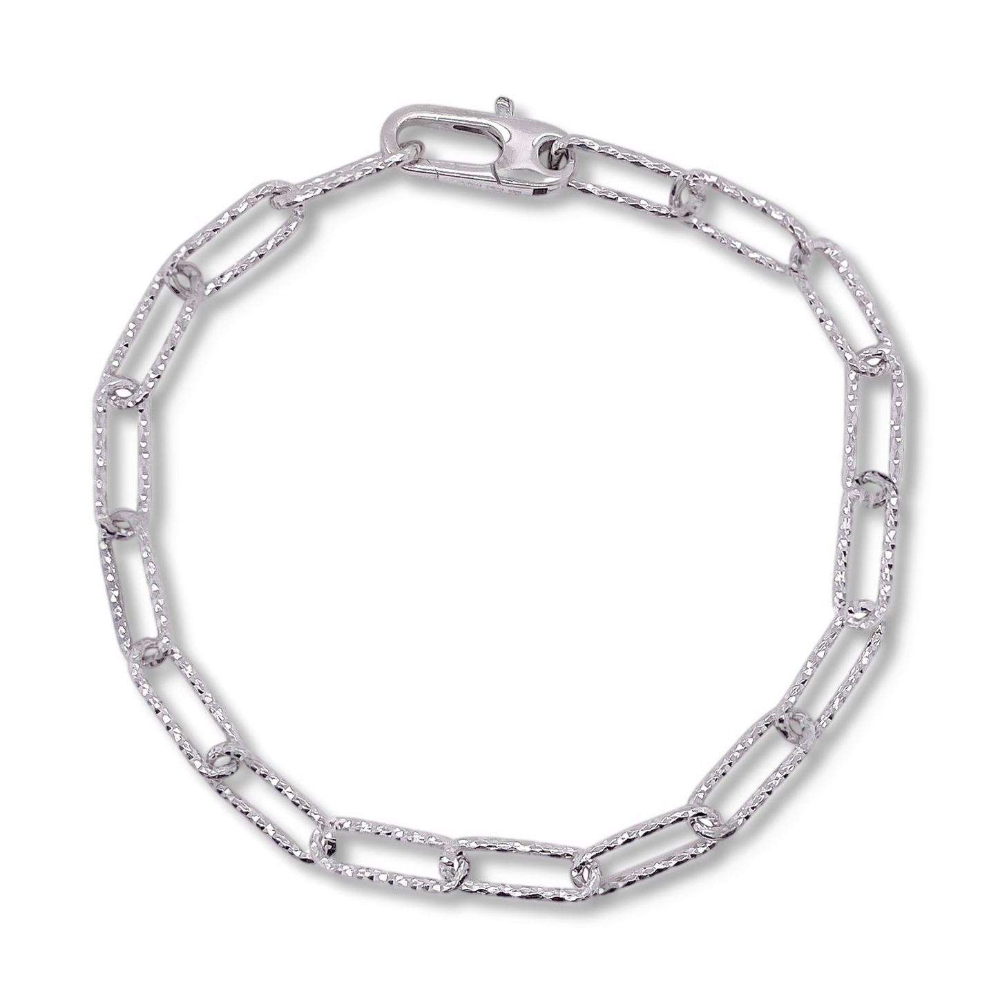 Franco Stellari Italian Sterling Silver Diamond-Cut Paperclip Bracelet