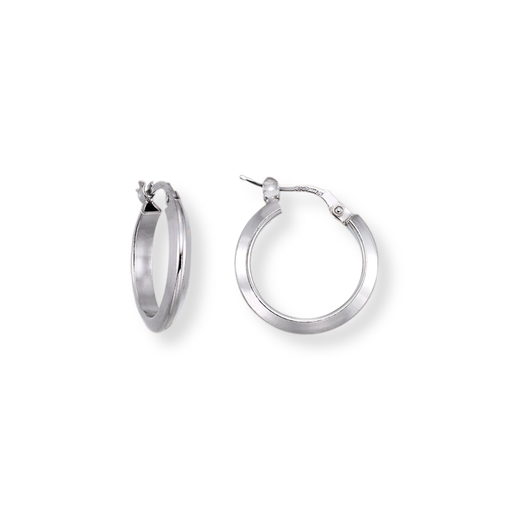 Franco Stellari Italian Sterling Silver Beveled 19mm Hoop Earrings