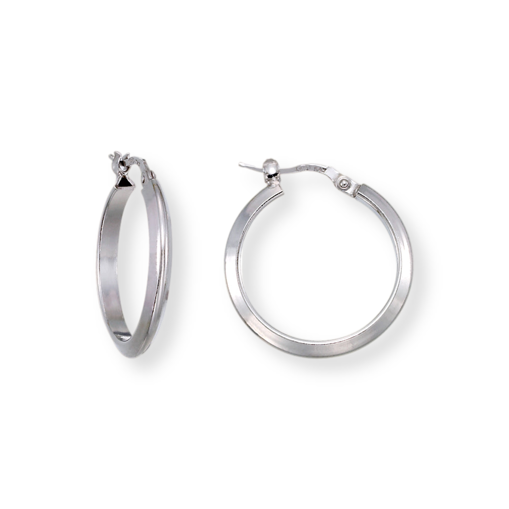 Franco Stellari Italian Sterling Silver Beveled 24mm Hoop Earrings