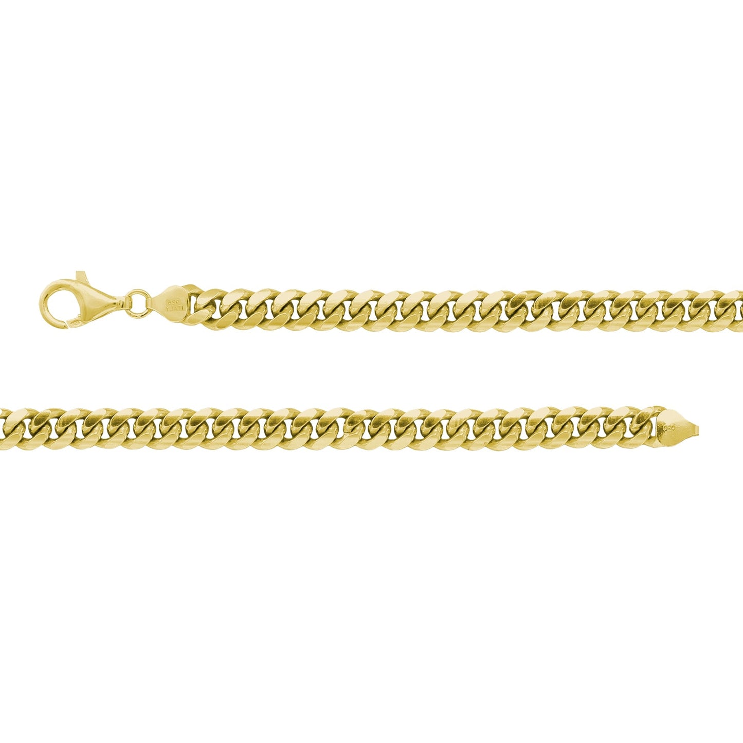 Franco Stellari Italian Sterling Silver Yellow Gold 6.8mm Cuban Link Chain