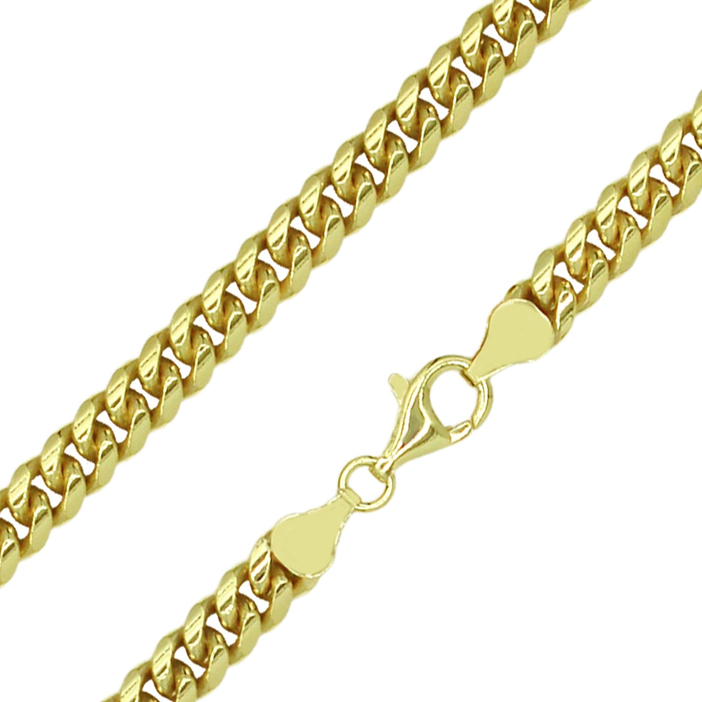 Franco Stellari Italian Sterling Silver Yellow Gold 6.8mm Cuban Link Chain