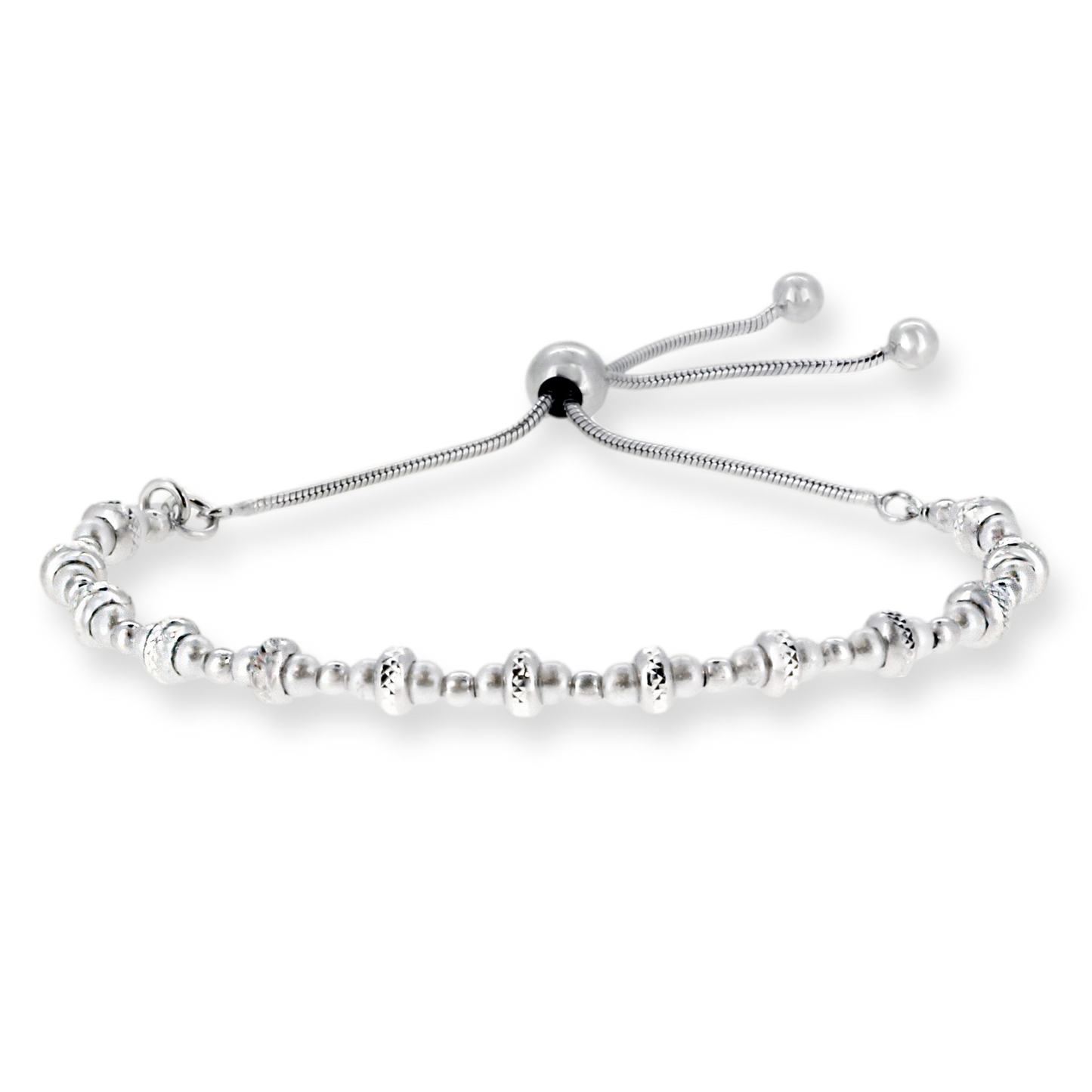 Pearls & Diamond-Cut Beads Bolo Bracelet