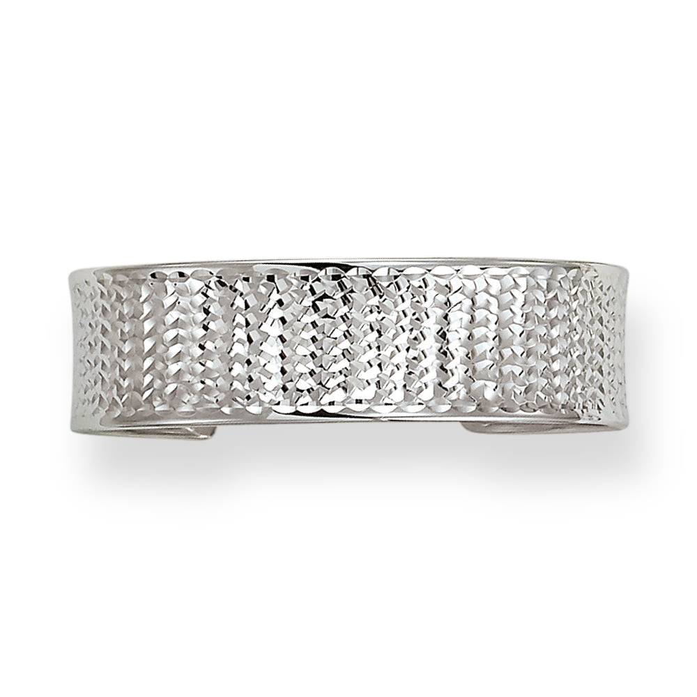 Franco Stellari Italian Sterling Silver 19mm Diamond Cut Cuff Bangle Bracelet