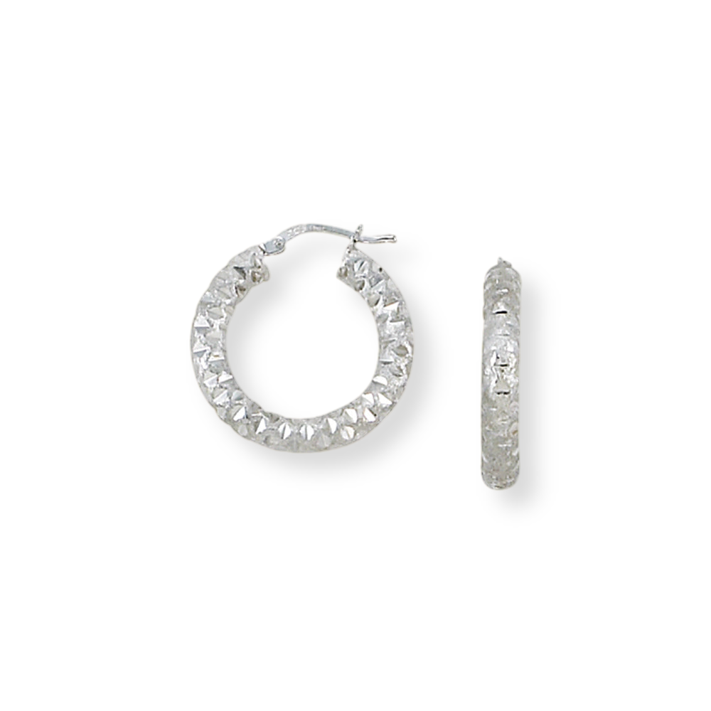 Franco Stellari Italian Sterling Silver Small Diamond Cut Hoop Earrings