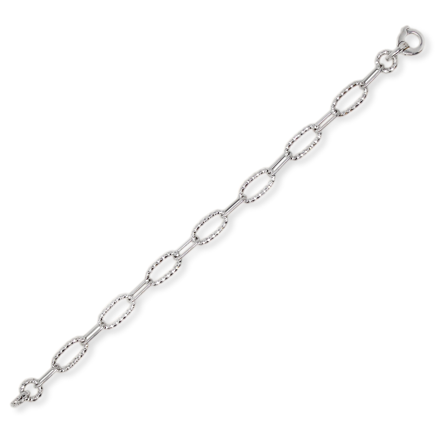 Franco Stellari Italian Sterling Silver Paperclip Open Link Bracelet