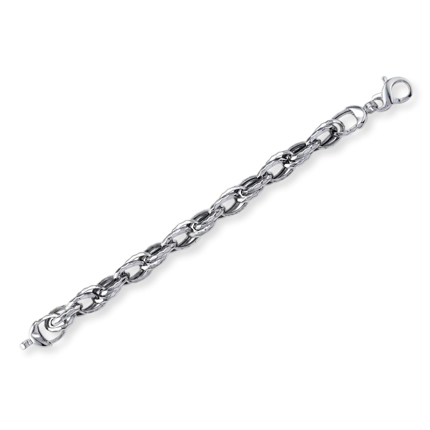 Franco Stellari Italian Sterling Silver Faceted Chunky Rope Bracelet, 7.5"