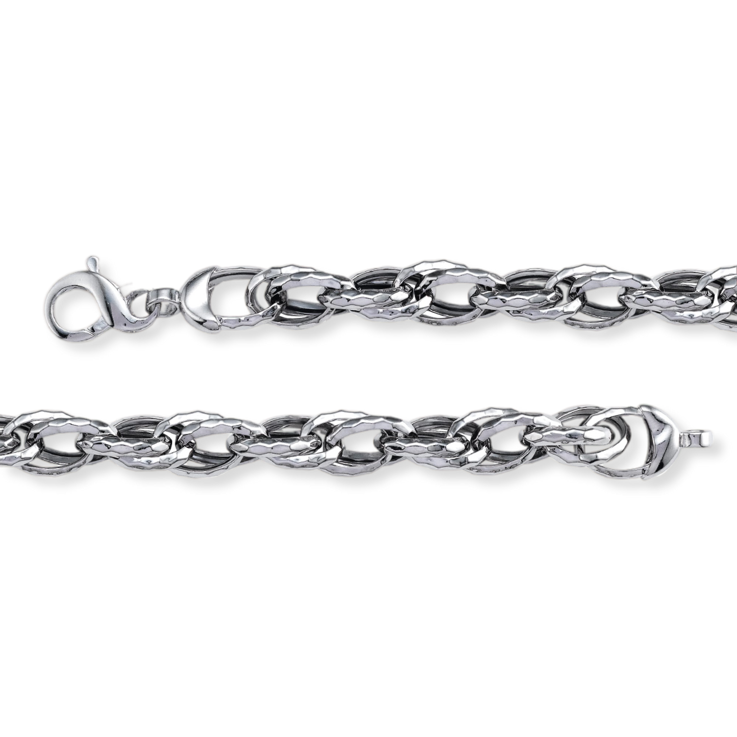 Franco Stellari Italian Sterling Silver Faceted Chunky Rope Bracelet, 7.5"
