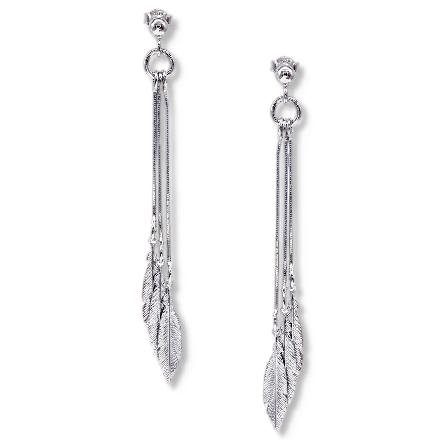 Feather Triple Dangle Earrings
