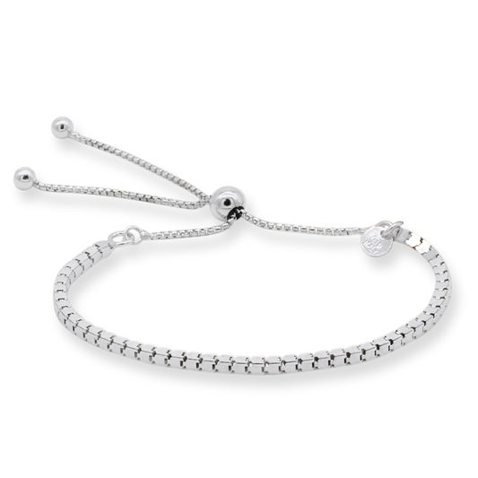 Franco Stellari Italian Sterling Silver Mirror Box Bolo Bracelet