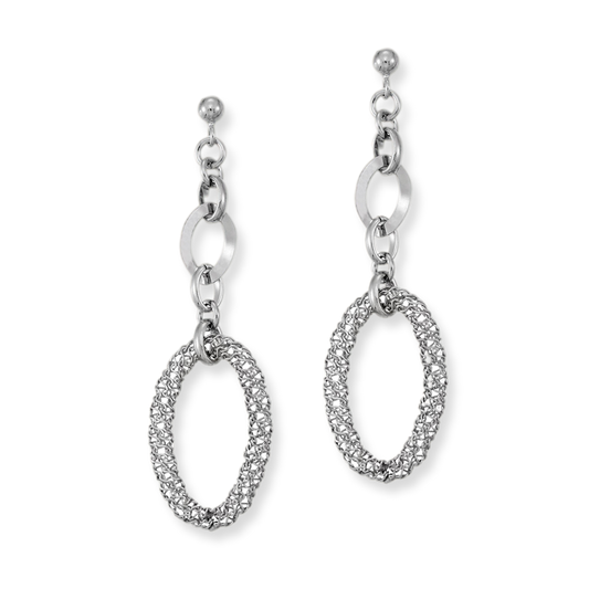 Franco Stellari Italian Sterling Silver Mesh Dangle Earrings