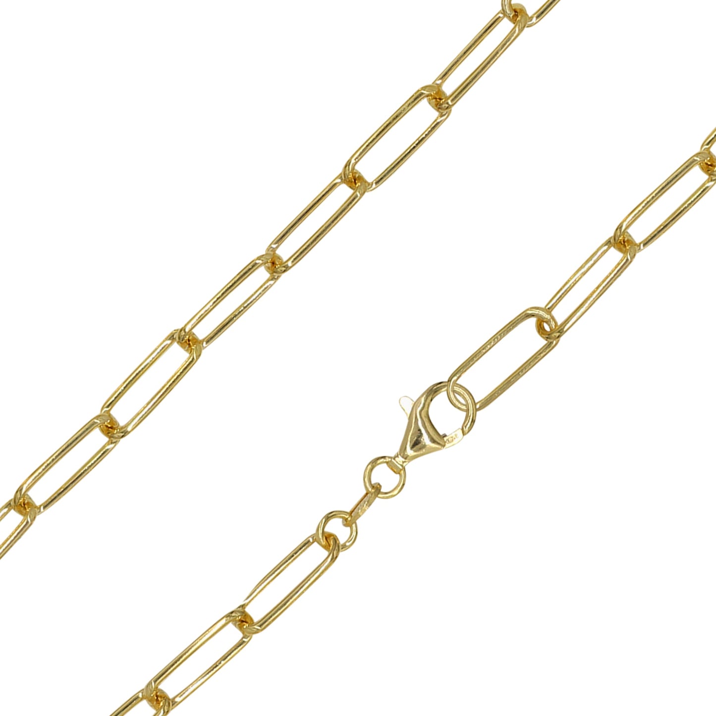Stellari Gold 18 Karat over Sterling Silver 5.0mm Round Paperclip Link Chain