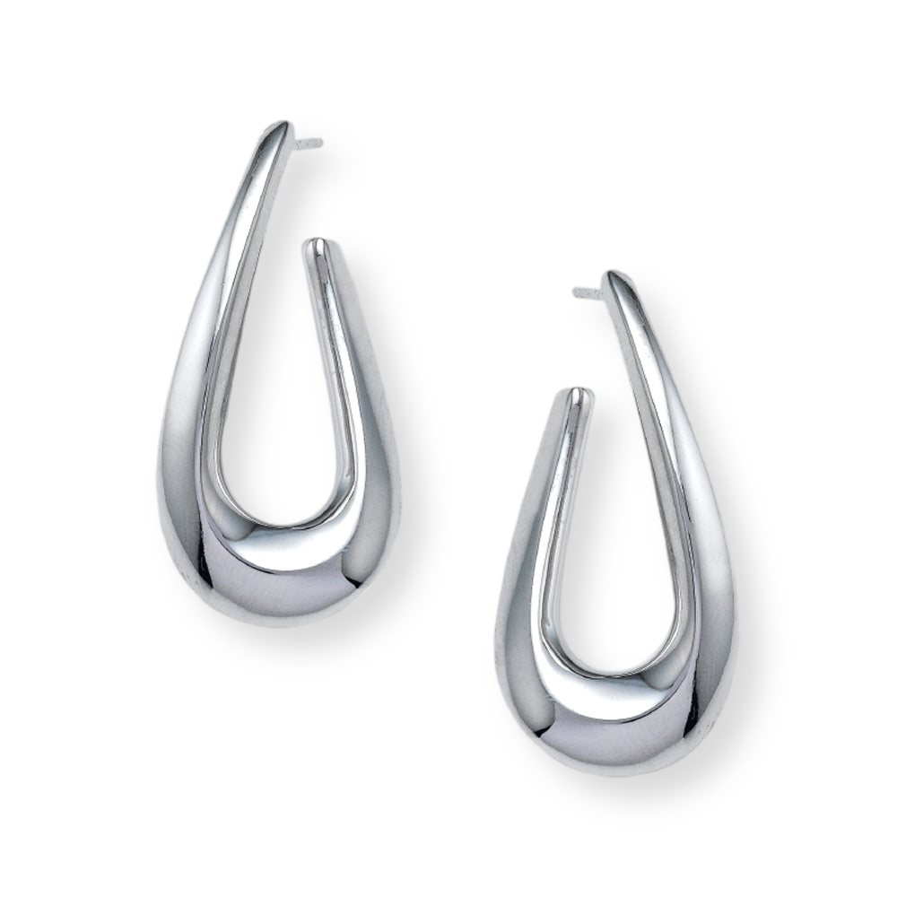 Franco Stellari Italian Sterling Silver Polished "J" Post Earrings