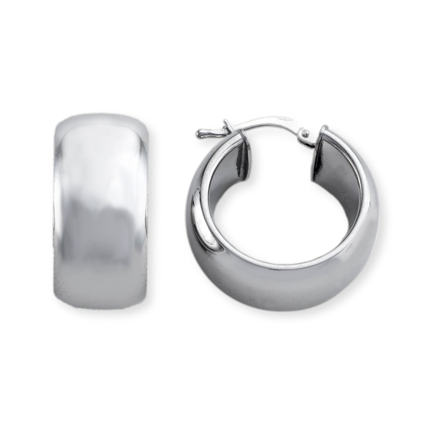 Franco Stellari Italian Sterling Silver Plated Polished Hoop Earrings